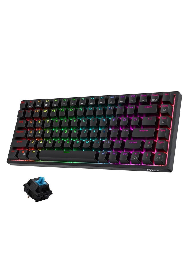 RK RK84 Wireless Bluetooth/2.4Ghz 80% RGB Mechanical Gaming Keyboard, Three Modes Connectable Keyboard with Hot-Swappable Tactile Blue Switch  - Image 1