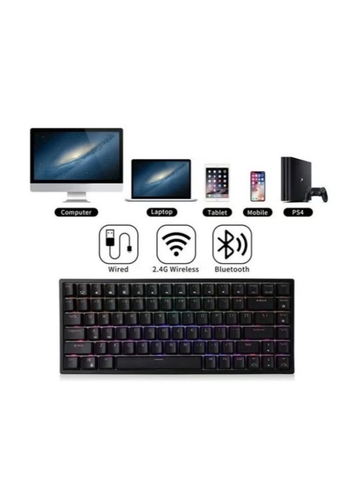 RK RK84 Wireless Bluetooth/2.4Ghz 80% RGB Mechanical Gaming Keyboard, Three Modes Connectable Keyboard with Hot-Swappable Tactile Blue Switch  - Image 3