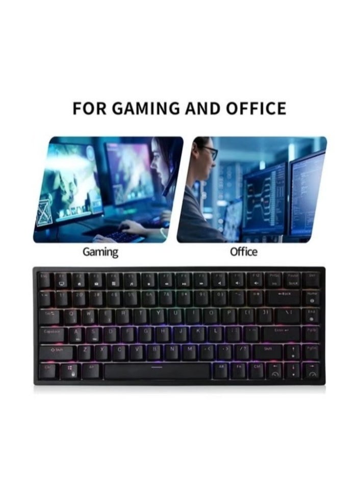 RK RK84 Wireless Bluetooth/2.4Ghz 80% RGB Mechanical Gaming Keyboard, Three Modes Connectable Keyboard with Hot-Swappable Tactile Blue Switch  - Image 5
