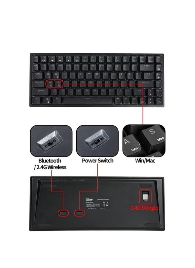 RK - RK84 Wireless Bluetooth/2.4Ghz 80% RGB Mechanical Gaming Keyboard, Three Modes Connectable Keyboard with Hot-Swappable Tactile Blue Switch - Image 1