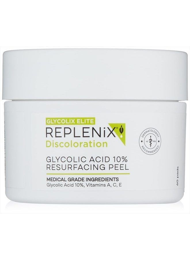 Replenix Glycolix Elite Glycolic Acid Resurfacing Peel Pads - Medical Grade Brightening and Exfoliating Treatment, Travel Friendly Pads, 60 ct.  - Image 1