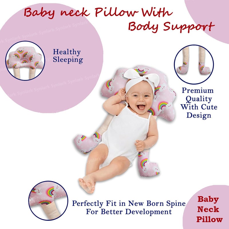 Synlark® Baby Hugging Pillow for Head Shaping | Neck Support New Born Baby Infant Pillow/Takiya/Cushion (Rainbow) - Image 3