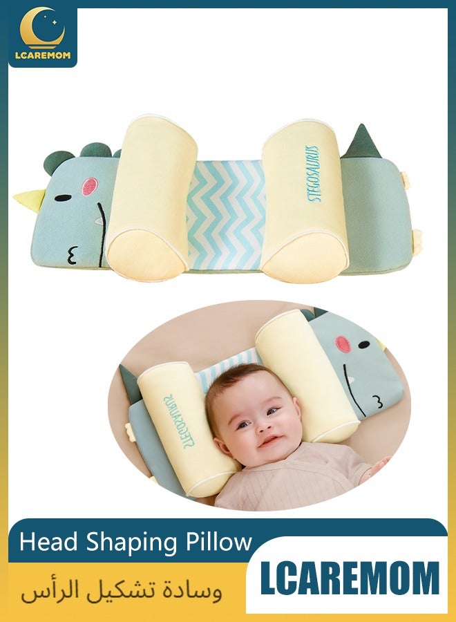 LCAREMOM Baby Head Shaping Pillow, Soft Newborn Pillow to Prevent Flat Head, Toddler Head Pillow, Flat Head Baby Pillow, Baby Sleeping Pillow, Baby Pillows for Sleeping for 0-3 Years (Dinosaur) - Image 1
