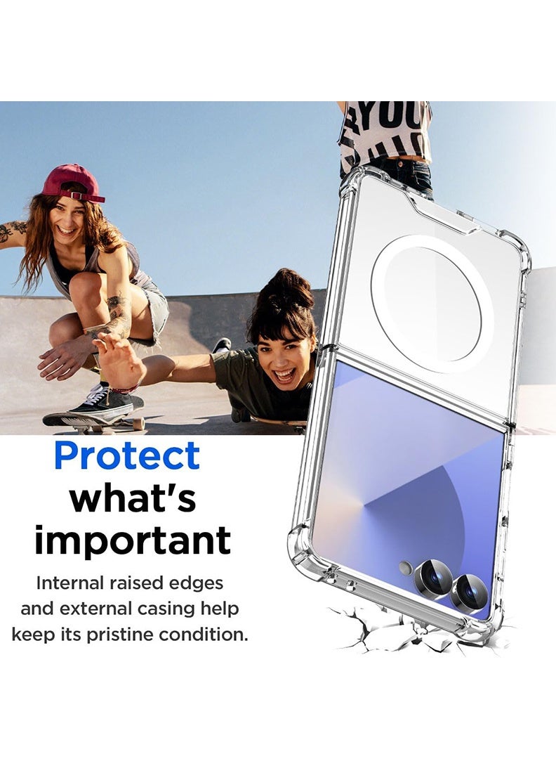 Case Up Premium Clear MagSafe Compatible Case For Samsung Galaxy Flip 7 [Compatible with MagSafe] Anti-Yellowing Slim Transparent Phone Case Protective Magnetic Cover  - Image 5
