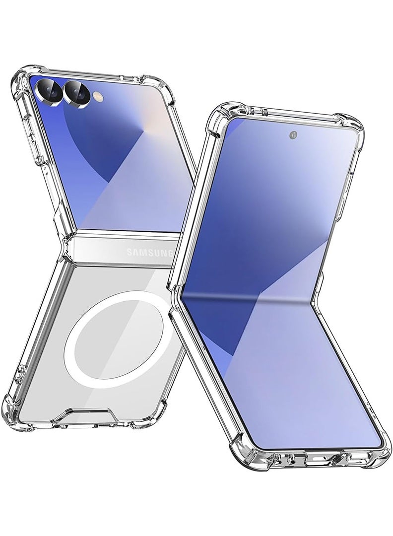 Case Up Premium Clear MagSafe Compatible Case For Samsung Galaxy Flip 7 [Compatible with MagSafe] Anti-Yellowing Slim Transparent Phone Case Protective Magnetic Cover  - Image 1