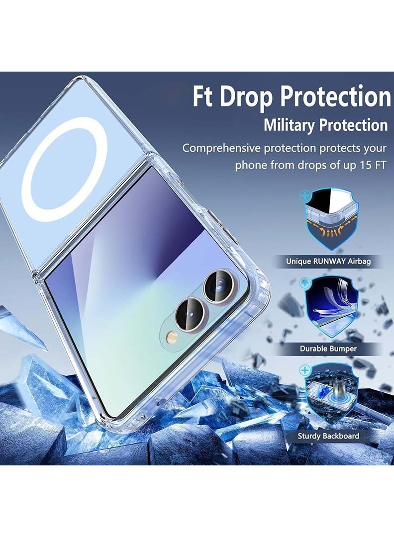 Case Up Premium Clear MagSafe Compatible Case For Samsung Galaxy Flip 7 [Compatible with MagSafe] Anti-Yellowing Slim Transparent Phone Case Protective Magnetic Cover - Image 3