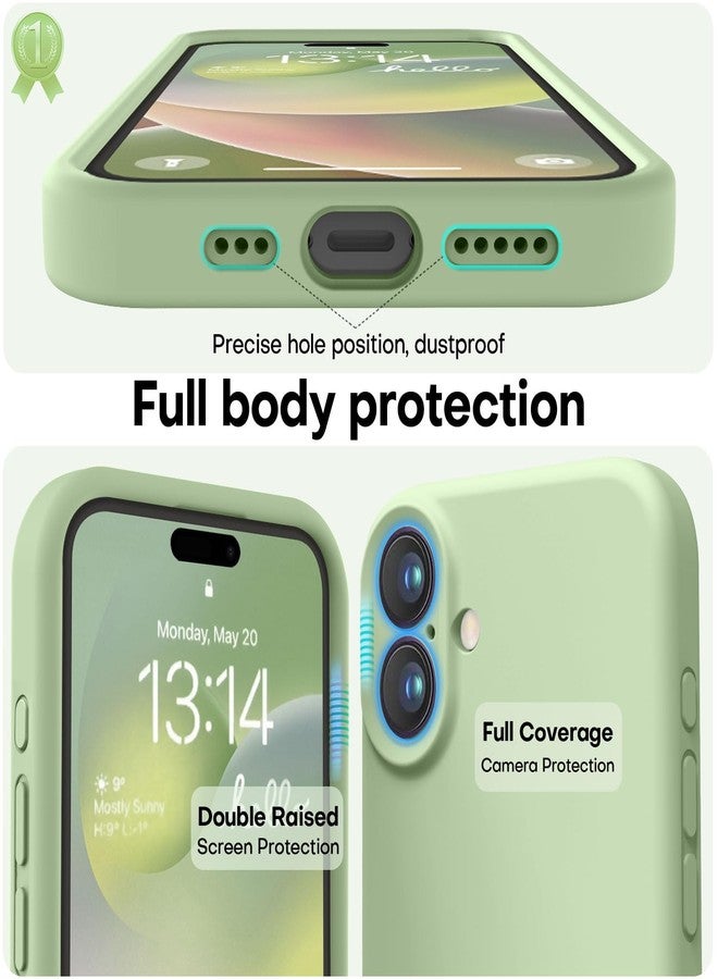 LOVE 3000 جراب LOVE 3000 مصمم خصيصًا لهاتف iPhone 16، مصنوع من السيليكون الفاخر مع بطانة ناعمة من الألياف الدقيقة المقاومة للخدش، جراب واقٍ مقاوم للصدمات مناسب للرجال والنساء والفتيات، مقاس 6.1 بوصة، لون ماتشا - Image 3