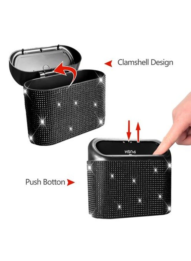 Muyixin Bling Car Trash Can with Lid, Mini Auto Garbage Can, Automotive Garbage Container Bin Organizers and Storage for Car, Home, Office - Image 4