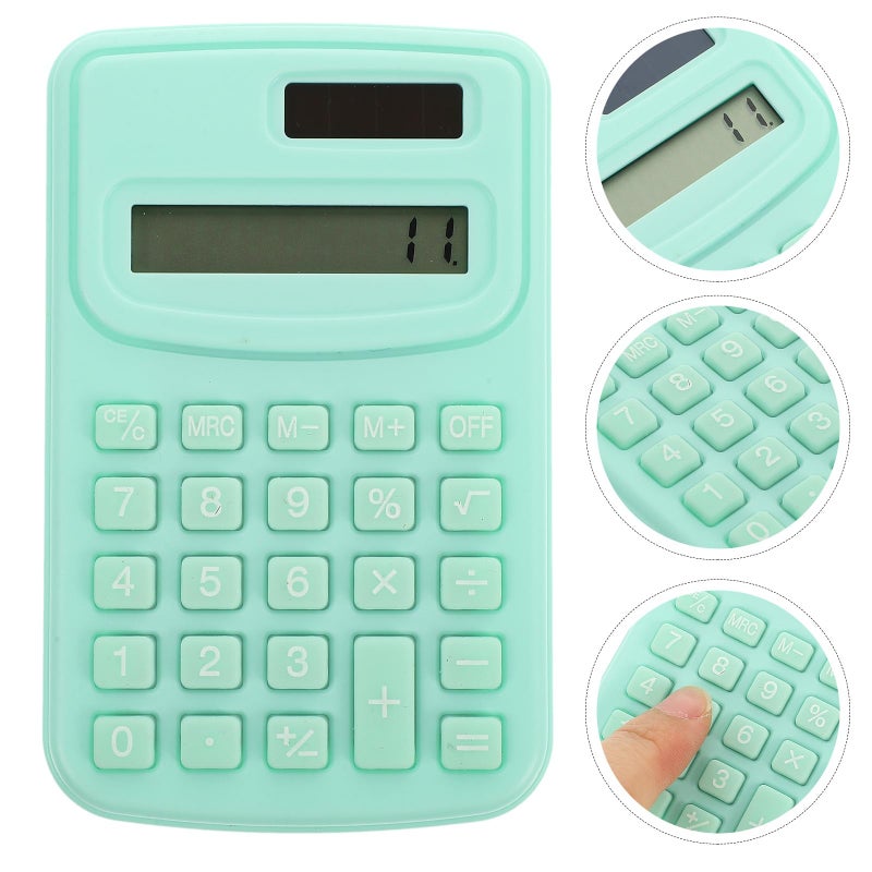 Mint Green Portable Electronic Calculator Dual Power Basic Function For Office School Students - Image 4