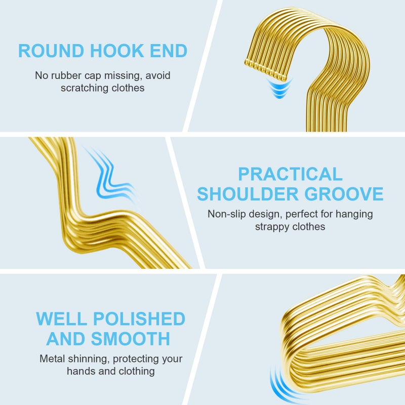Seropy Gold Hangers for Clothes, Ultra Thin Metal Clothes Hangers Heavy Duty Coat Hanger for Dress Skirts Pants Bra Underwears, Space Saving Wire Suit Hangars Closet Organizer Dorm Room Essentials, 10 Pack - Image 2