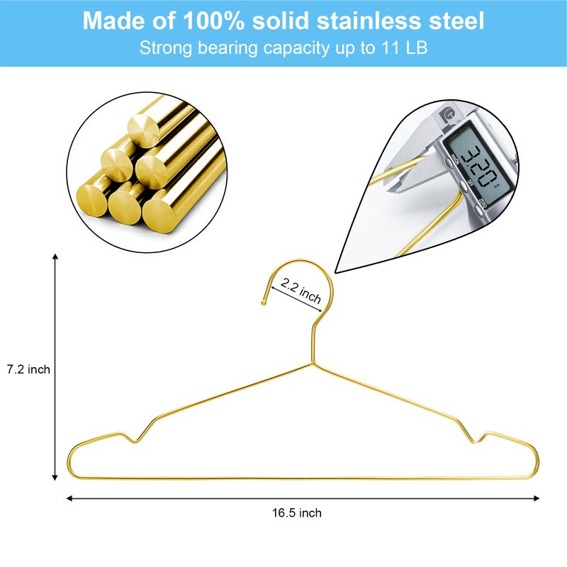 Seropy Gold Hangers for Clothes, Ultra Thin Metal Clothes Hangers Heavy Duty Coat Hanger for Dress Skirts Pants Bra Underwears, Space Saving Wire Suit Hangars Closet Organizer Dorm Room Essentials, 10 Pack - Image 4