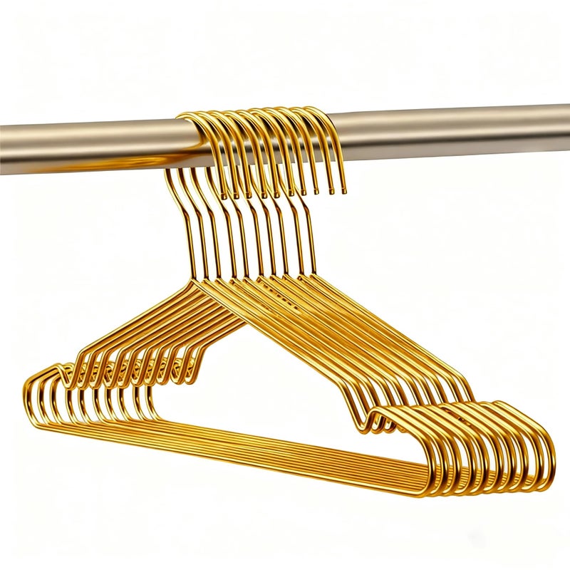 Seropy Gold Hangers for Clothes, Ultra Thin Metal Clothes Hangers Heavy Duty Coat Hanger for Dress Skirts Pants Bra Underwears, Space Saving Wire Suit Hangars Closet Organizer Dorm Room Essentials, 10 Pack - Image 1