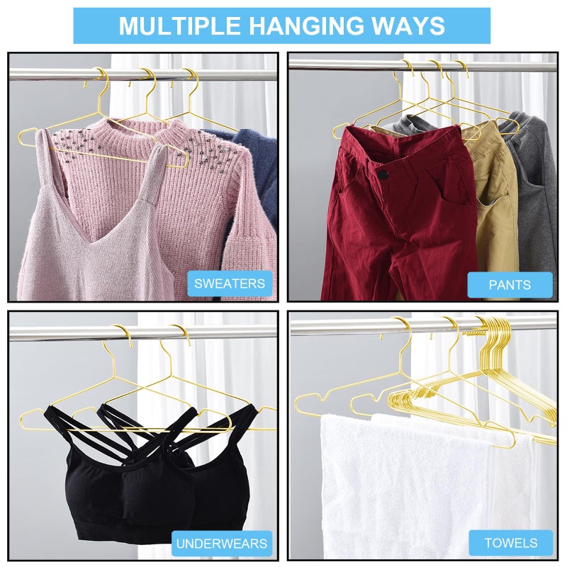 Seropy Gold Hangers for Clothes, Ultra Thin Metal Clothes Hangers Heavy Duty Coat Hanger for Dress Skirts Pants Bra Underwears, Space Saving Wire Suit Hangars Closet Organizer Dorm Room Essentials, 10 Pack - Image 5