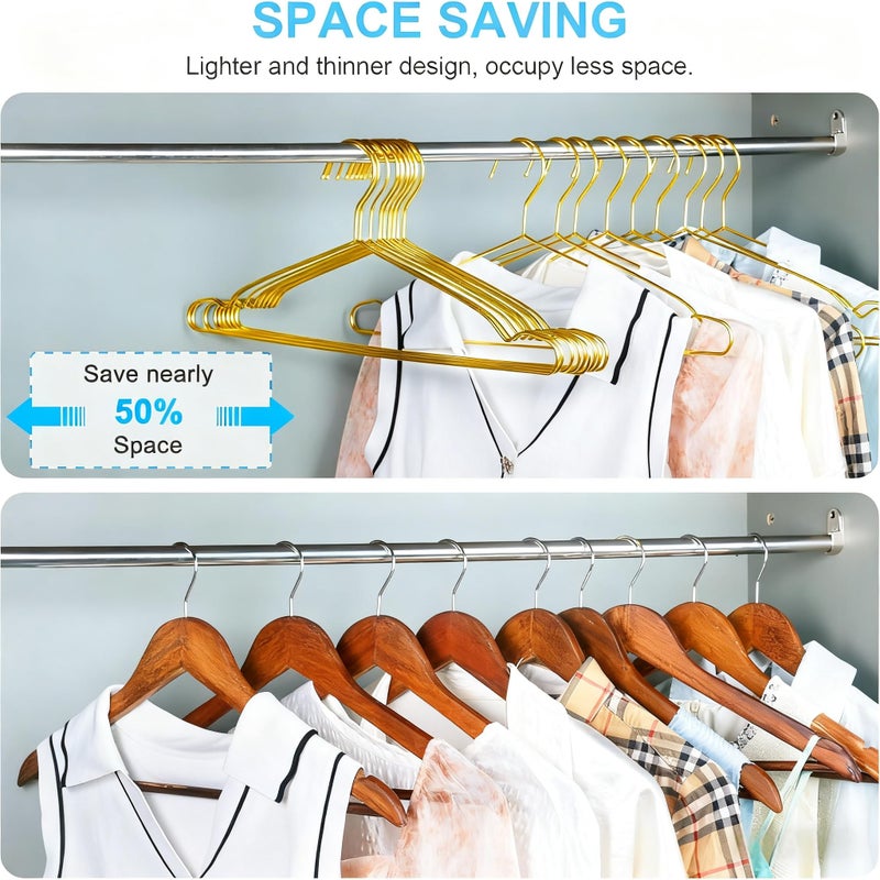 Seropy Gold Hangers for Clothes, Ultra Thin Metal Clothes Hangers Heavy Duty Coat Hanger for Dress Skirts Pants Bra Underwears, Space Saving Wire Suit Hangars Closet Organizer Dorm Room Essentials, 10 Pack - Image 3