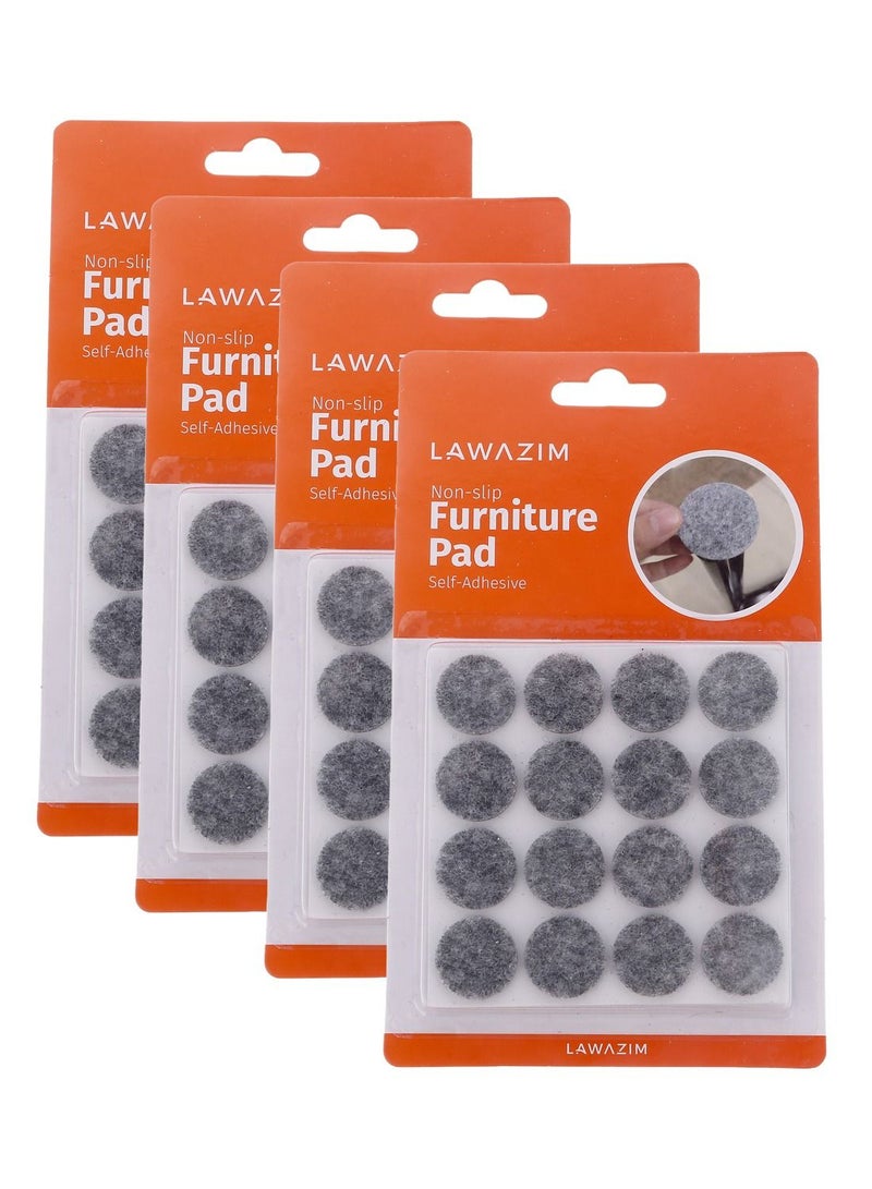LAWAZIM Non-Slip Furniture Pad Set - Grey, 16 Pieces in 4 Packs - Self-Adhesive Floor Protectors for Chairs, Tables, and Appliances - Protects Floors from Scratches and Noise, Ideal for Home Use  - Image 1