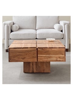 Home Box طاولة قهوة من خشب الأكاسيا الصلب 80 × 40 × 80 سم  - Image 3
