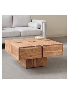 Home Box طاولة قهوة من خشب الأكاسيا الصلب 80 × 40 × 80 سم  - Image 2