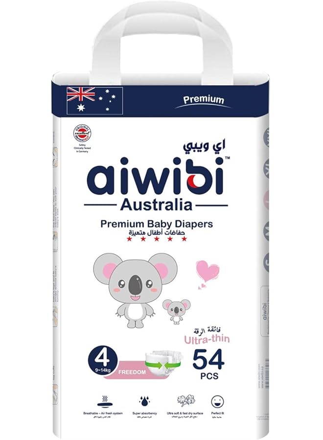aiwibi Premium Ultra Thin Baby Diapers 54 Pieces Large