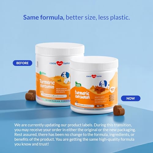 Coco and Luna Turmeric Curcumin for Dogs - 90 Soft Chews - with Collagen, BioPerine and Fish Oil - Hip & Joint Support, Ease Inflammation, Antioxidant. - Image 2