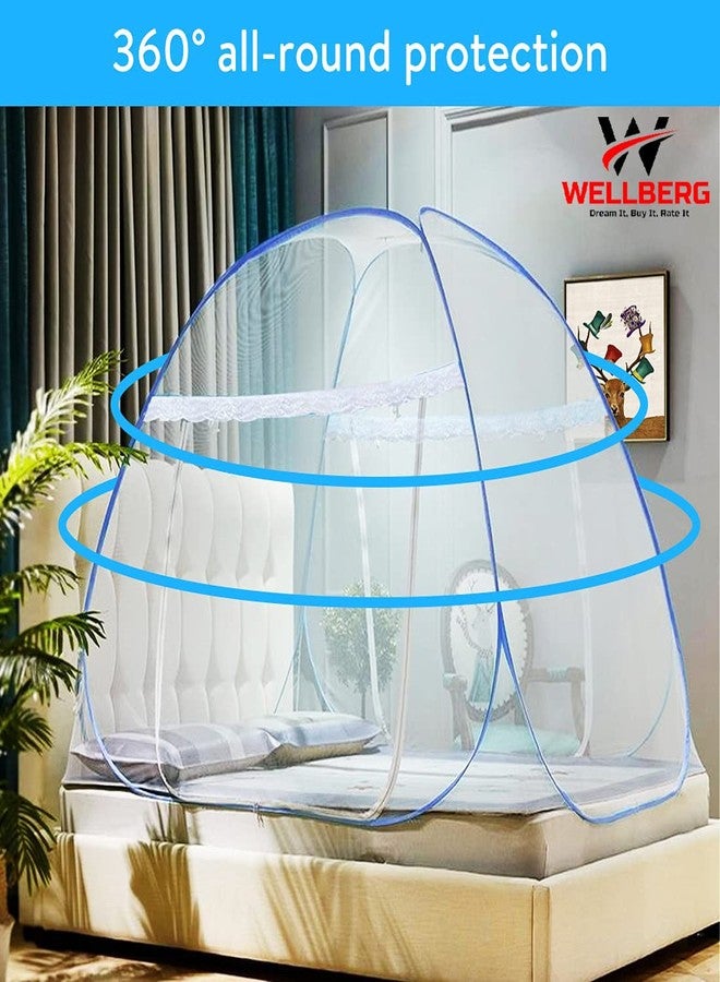 WELLBERG Pop Up Bed Mosquito Net with Bottom, Folding Design Breathable high Density mesh for Bedroom and Outdoor Trip,Portable and Wash King Size - Image 2