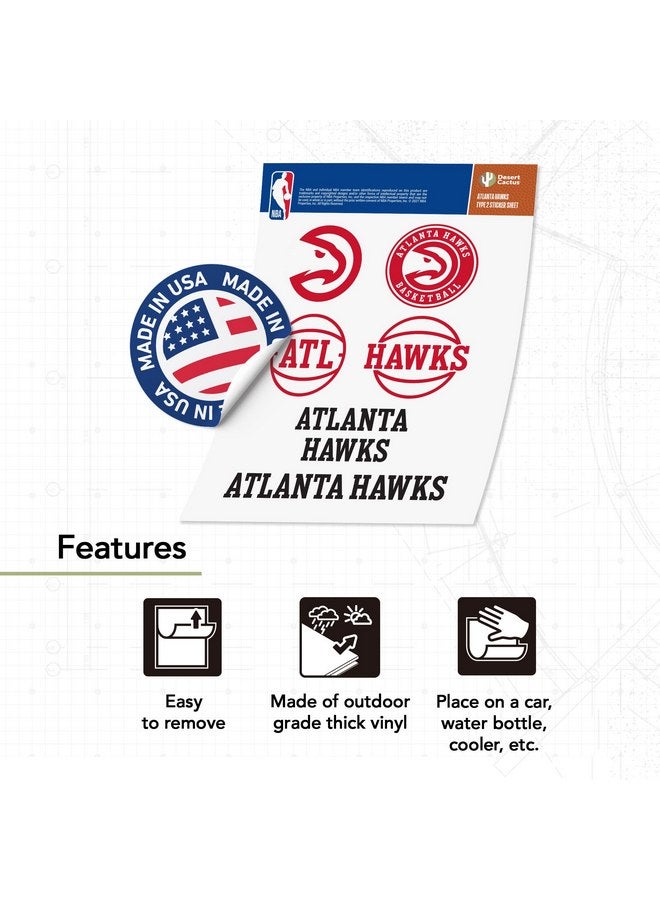 ديزرت كاكتوس ملصق فينيل مرخص رسميًا من Desert Cactus Atlanta Hawks NBA لجهاز كمبيوتر محمول وزجاجة مياه وسيارة (النوع 2) - Image 4