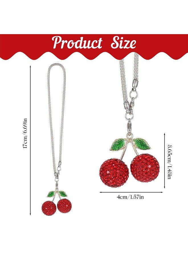 زينة معلقة للسيارة على شكل كرز لامع، قلادة مرآة خلفية كريستالية لطيفة، إكسسوارات زينة مرآة خلفية لامعة للسيارة - Image 5