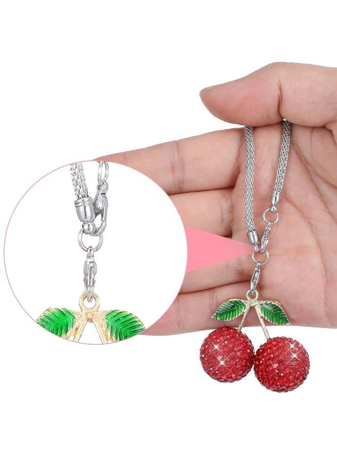 زينة معلقة على مرآة السيارة بلون الكرز اللامع، قلادة كريستالية لطيفة للسيارة، زينة لامعة معلقة على مرآة الرؤية الخلفية للسيارة - Image 3