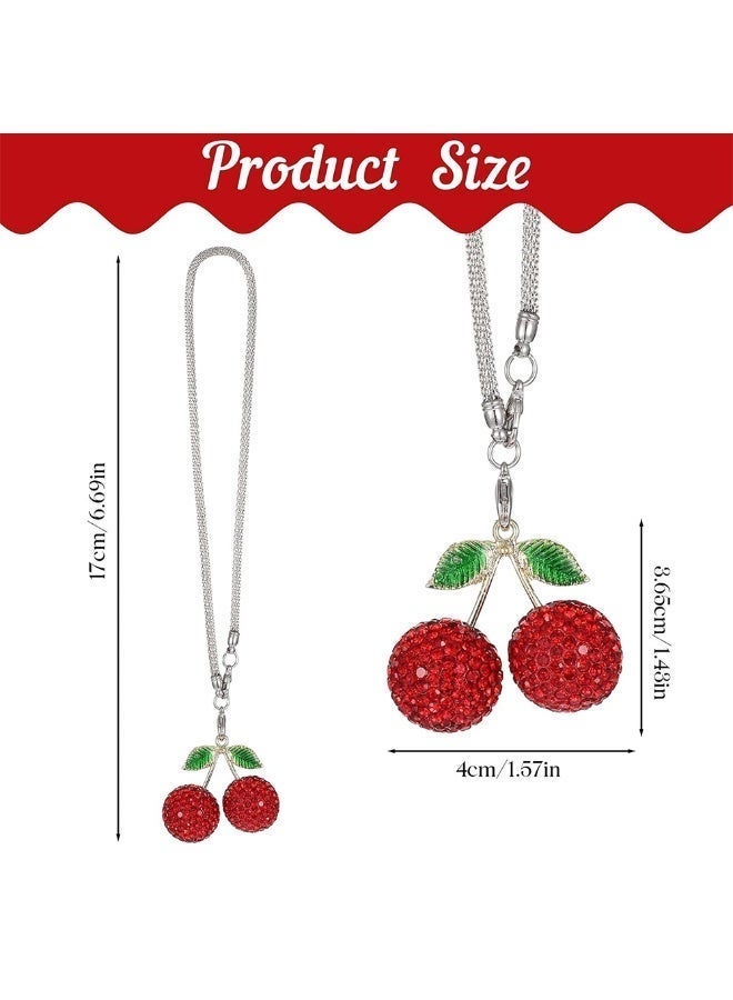 Car Mirror Hanging Cherry Ornament, Bling Crystal Car Hanging Pendant Decoration, Car Rear View Mirror Hanging Accessory - Image 4