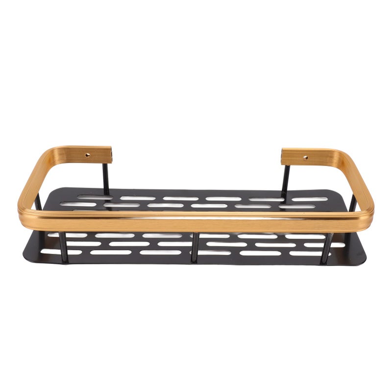 Shower Caddy Single Tier Durable Aluminium Rustproof Sticker Installation Shower Shelf for Bathroom Bedroom Kitchen Black Gold - Image 4