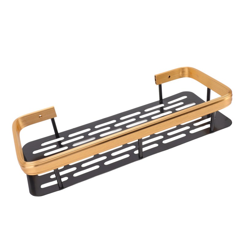 Shower Caddy Single Tier Durable Aluminium Rustproof Sticker Installation Shower Shelf for Bathroom Bedroom Kitchen Black Gold - Image 2