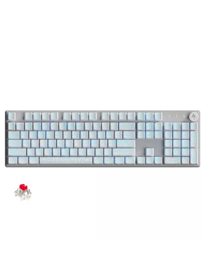 AMG20 Gaming Mechanical Keyboard – Hot-Swappable Red Switches, Ice Blue LED Backlight, Ultra-Low 1ms Response Time & Multi-Function Control Knob (White) - Image 1