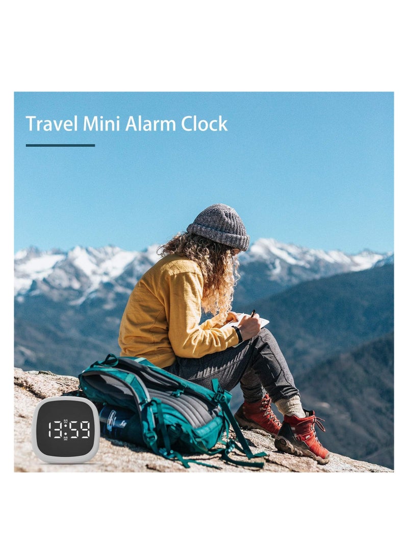 LED Digital Snooze Alarm Clock Alarm Clock Digital Travel Alarm Clocks Bedside Battery Mains Powered Dual Loud Alarms for Heavy Sleepers LED Clock with Adjustable Brightness Snooze and Adapter