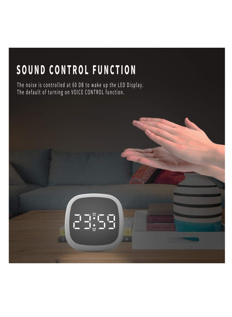 LED Digital Snooze Alarm Clock Alarm Clock Digital Travel Alarm Clocks Bedside Battery Mains Powered Dual Loud Alarms for Heavy Sleepers LED Clock with Adjustable Brightness Snooze and Adapter