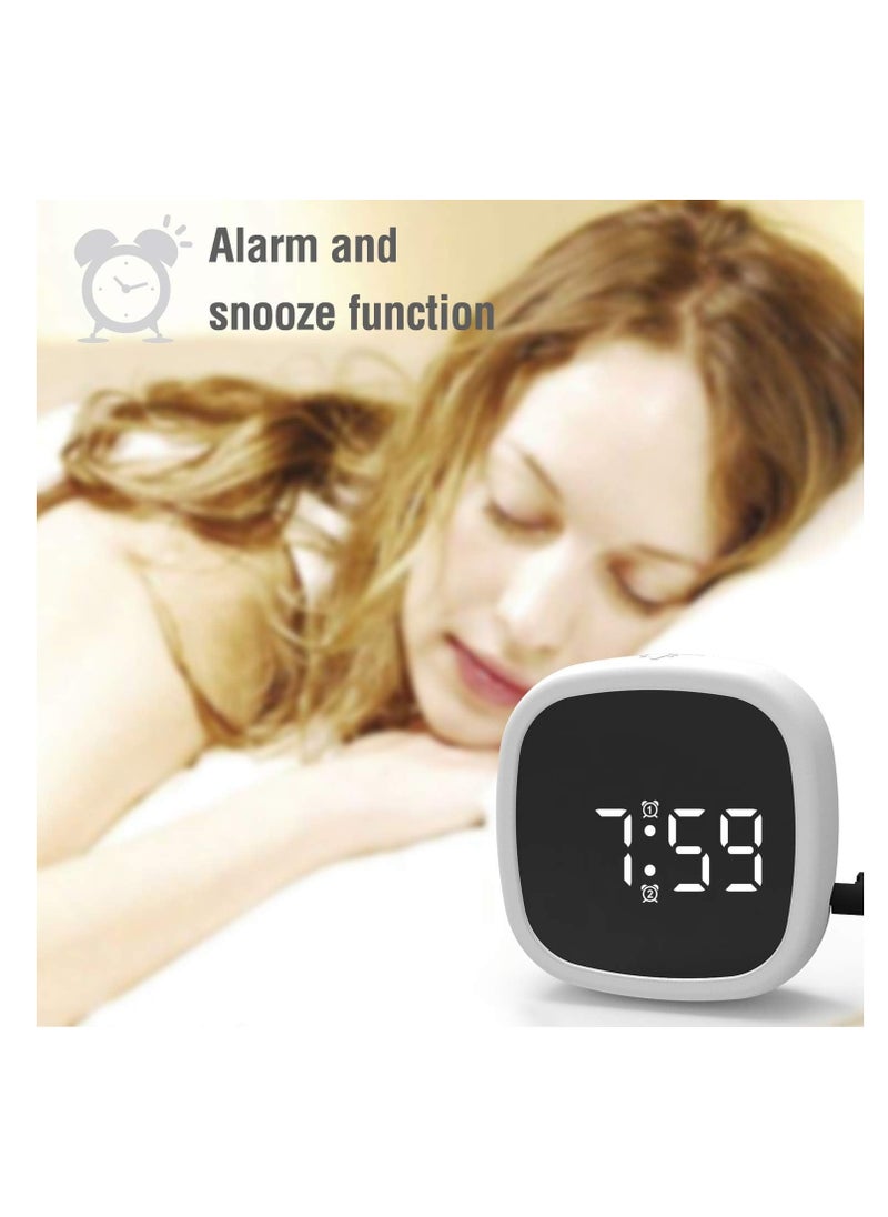 LED Digital Snooze Alarm Clock Alarm Clock Digital Travel Alarm Clocks Bedside Battery Mains Powered Dual Loud Alarms for Heavy Sleepers LED Clock with Adjustable Brightness Snooze and Adapter