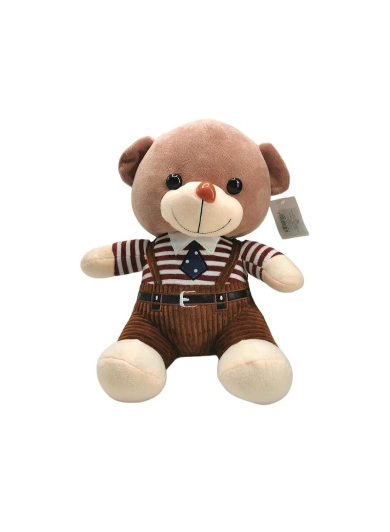 Elegant Plush Teddy Bear in Formal Outfit (Striped Shirt & Tie) - Premium Soft Material - Perfect Gift for Kids & Special Occasions. - Image 2