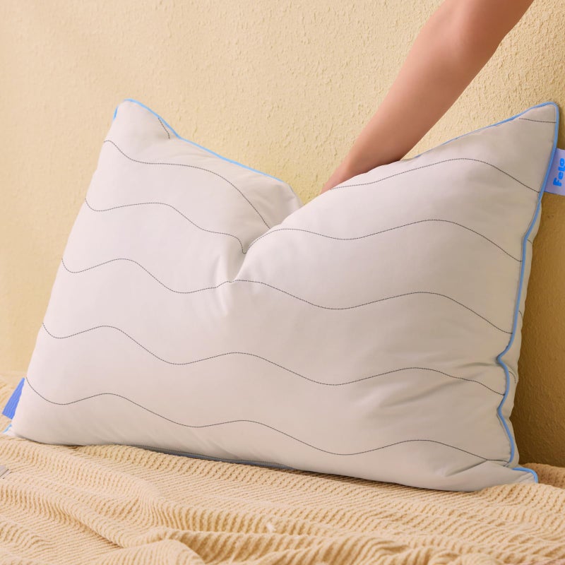 felo Feather Down Pillow Queen Size CloudFusion Goose Down Pillow for Sleeping Hotel Collection Bed Pillow for Side Back Pain Sleepers 20 x 30