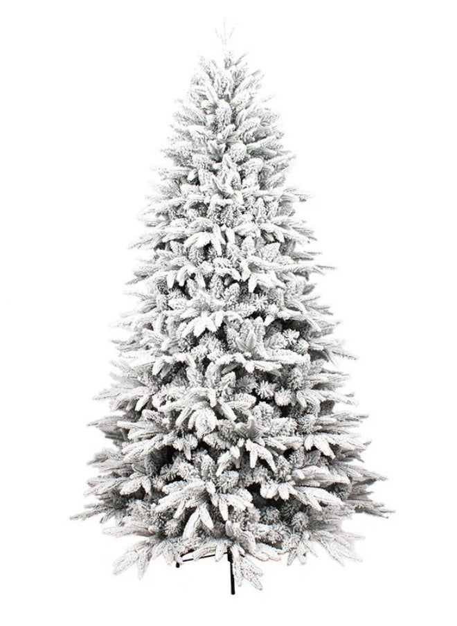 Christmas Tree Thick Falling Snow Christmas Tree White Flocking 7FT Xmas Tree PE PVC Material Christmas Tree with 950 Branch Tips and Metal Foldable Stand
