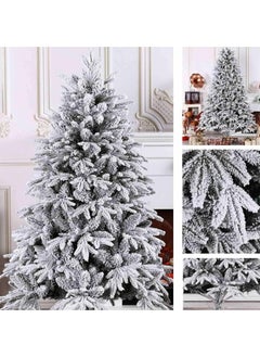 GGEROU Christmas Tree Thick Falling Snow Christmas Tree White Flocking 7FT Xmas Tree PE PVC Material Christmas Tree with 950 Branch Tips and Metal Foldable Stand  - Image 2