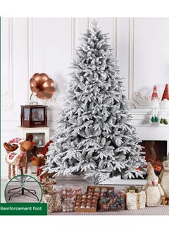GGEROU Christmas Tree Thick Falling Snow Christmas Tree White Flocking 7FT Xmas Tree PE PVC Material Christmas Tree with 950 Branch Tips and Metal Foldable Stand  - Image 4