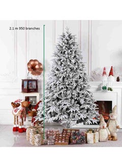 GGEROU Christmas Tree Thick Falling Snow Christmas Tree White Flocking 7FT Xmas Tree PE PVC Material Christmas Tree with 950 Branch Tips and Metal Foldable Stand  - Image 5
