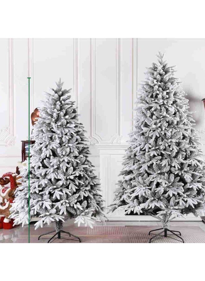 Christmas Tree Thick Falling Snow Christmas Tree White Flocking 7FT Xmas Tree PE PVC Material Christmas Tree with 950 Branch Tips and Metal Foldable Stand