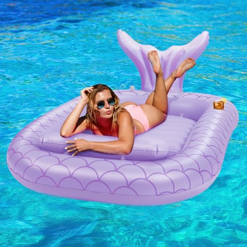HeySplash Inflatable Tanning Lounger Float Adults Swimming Pool Float Purple - Image 1