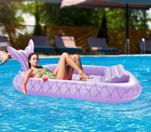 HeySplash Inflatable Tanning Lounger Float Adults Swimming Pool Float Purple - Image 5