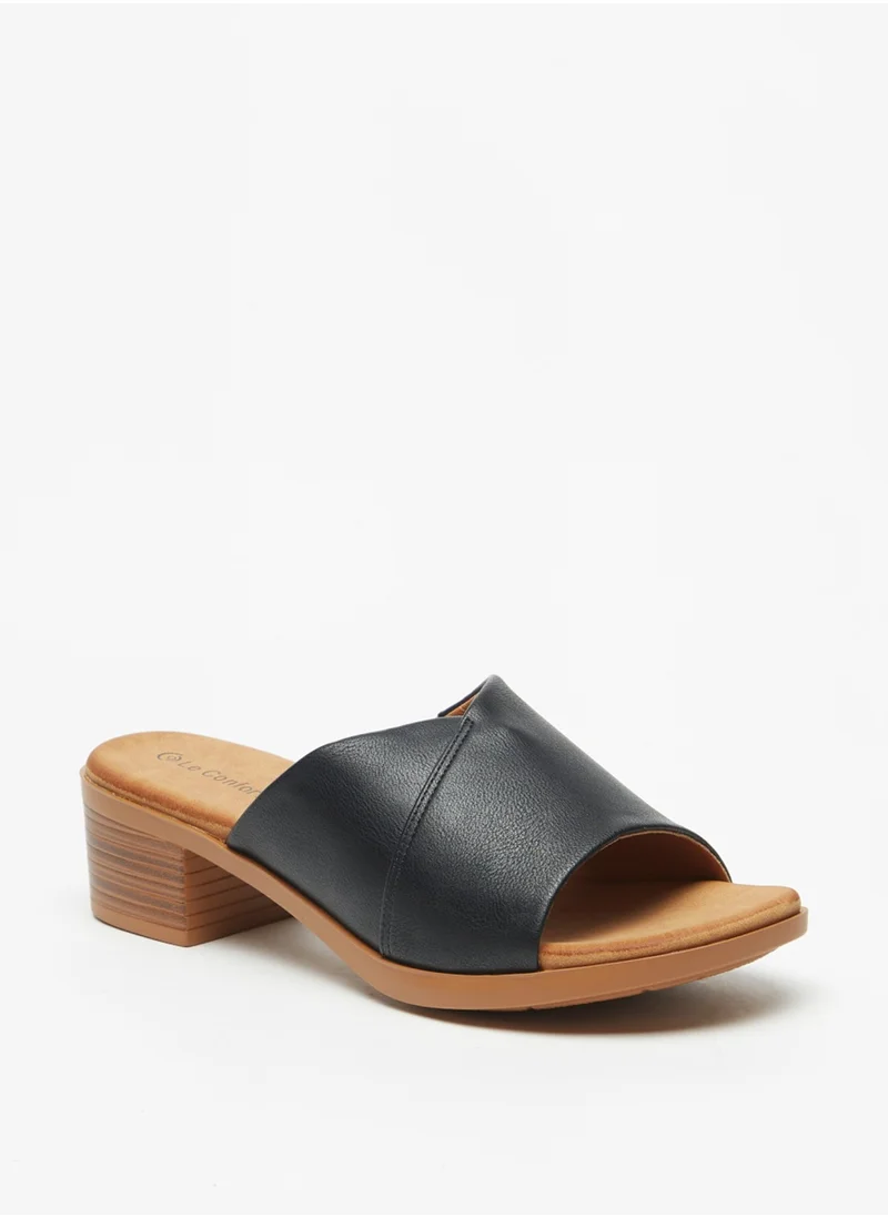 Le Confort Solid Slip On Open Toe Sandals With Block Heels