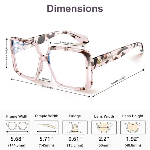 VISOONE TR90 Progressive Reading Glasses Women Anti Fog Blue Light Blocking Oversized Square Harvard - Image 5