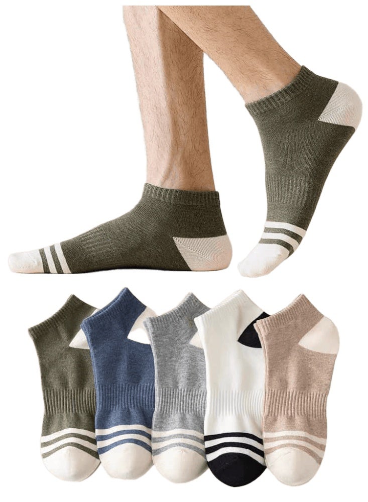 SMARTEDGE Men's Two-Striped Pattern Socks - A masterpiece! Short summer ankle socks, very stylish, set of 6 pairs in assorted colors. Modern design."