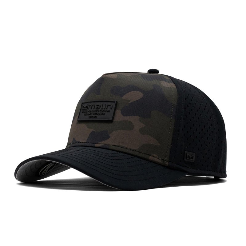 melin Odysea Brick Hydro, Olive Camo Midnight, Performance Snapback Hat, Water-Resistant Baseball Cap for Men & Women, Medium-Large - Image 1