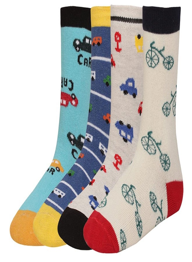 CREATURE Girls And Boys Printed Multicolored Cotton Socks CRE-KIDS-P4-120 (6-7 YEARS) - Image 1