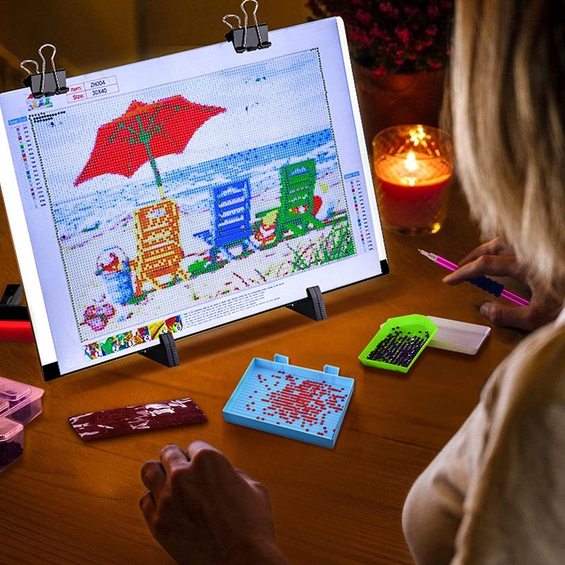 Ratukall A3 LED Light Pad for Diamond Painting,Ratukall Diamond Art Light Board Kit,Adjustable Brightness Light Box for Tracing with Diamond Painting Accessories and Tools Includes Storage Case, Pens,Stand - Image 2
