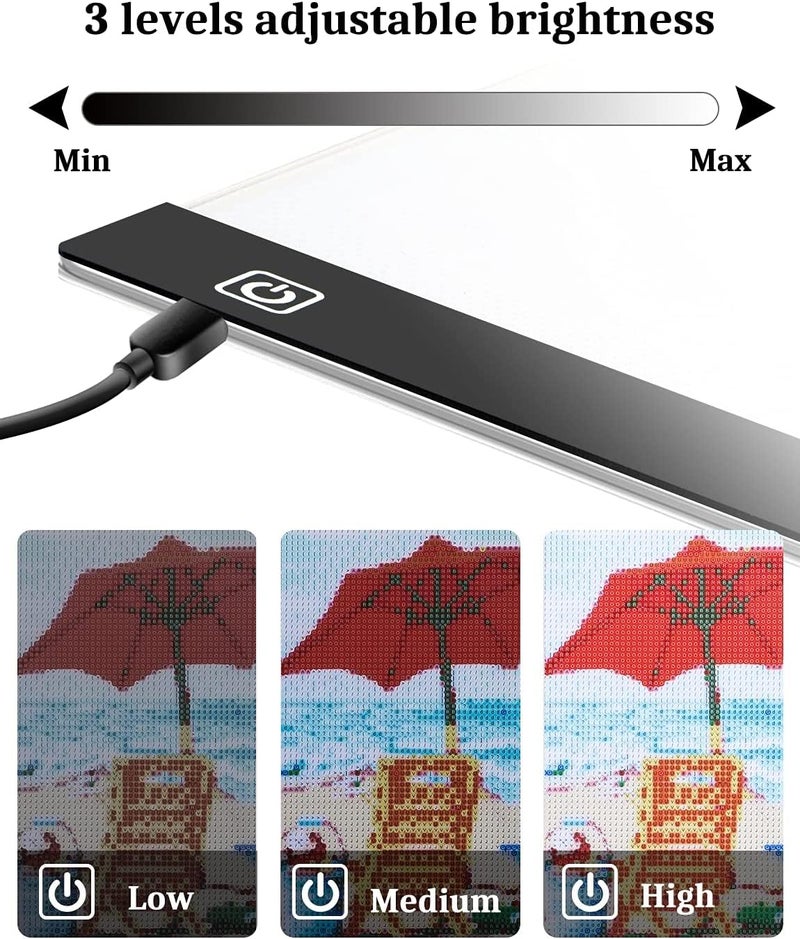 Ratukall A3 LED Light Pad for Diamond Painting,Ratukall Diamond Art Light Board Kit,Adjustable Brightness Light Box for Tracing with Diamond Painting Accessories and Tools Includes Storage Case, Pens,Stand - Image 3